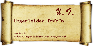 Ungerleider Irén névjegykártya
